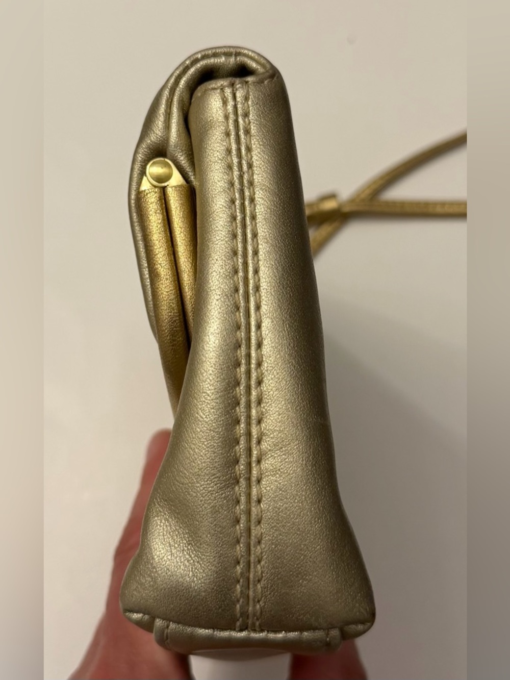 Vintage Coach Metallic Gold Leather Wristlet Clutch - Picture 6 of 12